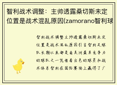 智利战术调整：主帅透露桑切斯未定位置是战术混乱原因(zamorano智利球员)
