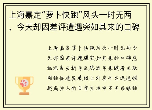 上海嘉定“萝卜快跑”风头一时无两，今天却因差评遭遇突如其来的口碑危机！
